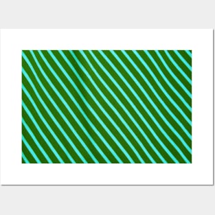 Green & Blue Stripes Posters and Art